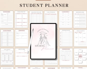 Printable Student Planner Bundle, Academic Planner, College Planner, School Planner, Study Planner Bundle, High School, Semester Planner PDF