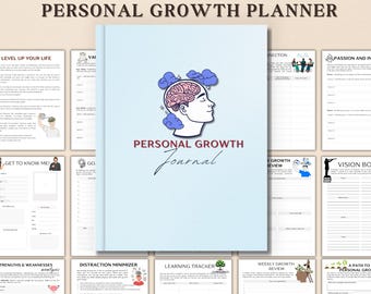 Planificador de crecimiento personal, autoayuda y desarrollo personal, productividad, establecimiento de objetivos, mentalidad de crecimiento y salud mental (PDF)