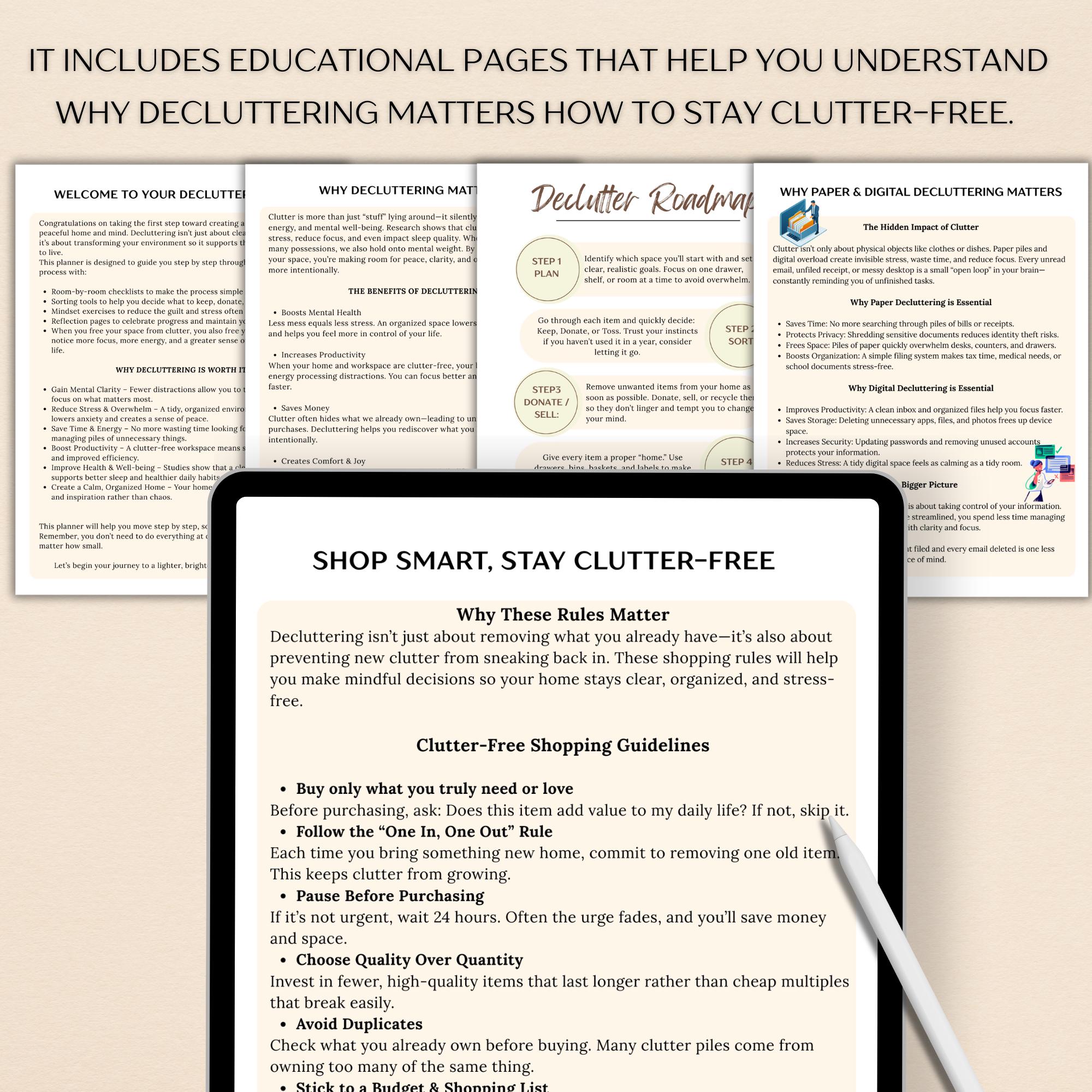 Declutter Planner, Printable Home Declutter Checklist, Adhd Household ...