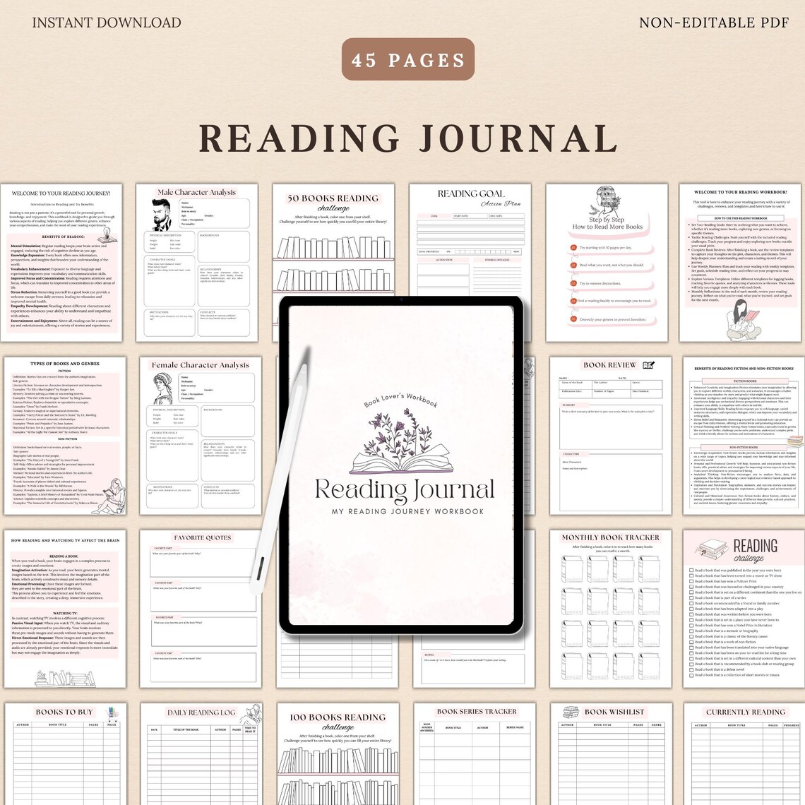 Printable Reading Journal, Reading Planner Printable, Book Reading ...