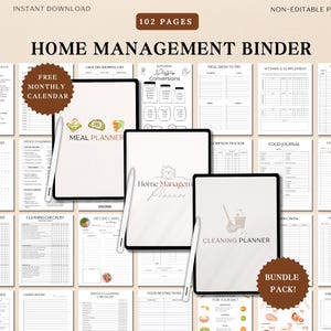 Home Management Binder, Household Planner BUNDLE, Cleaning Schedule, ADHD planner,Meal Planner,Life Binder,Cleaning Checklist,Medical binder