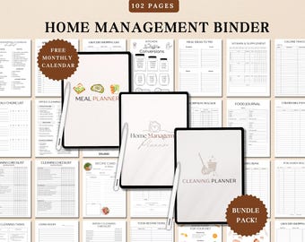 Carpeta de administración del hogar, planificador del hogar, programa de limpieza, planificador para TDAH, planificador de comidas, carpeta de vida, lista de verificación de limpieza, carpeta médica