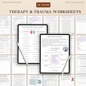 Trauma Therapy Worksheets, Printable Mental Health Tools for Healing,CBT Worksheets, Coping Skills, Trauma Worksheets, Trauma Therapy A4/PDF