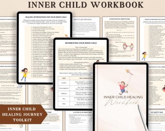 Arbeitsheft für die Heilung des inneren Kindes, emotionale Heilung, Neubeelterung Arbeitsblätter, Kindheit Trauma Therapie Werkzeuge, Bindungskern Wunden, CBT, DBT