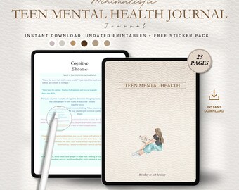 Teen Mental Health Journal, Teen therapy Workbook, Anxiety diary, Coping skills, Teen Shadow Work, CBT Therapy Tools, mental health workbook