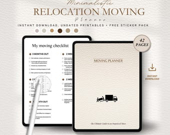 Printable Moving planner, Moving checklist, New Home Moving binder, moving list, Moving Labels, Relocation planner, Home Management PDF