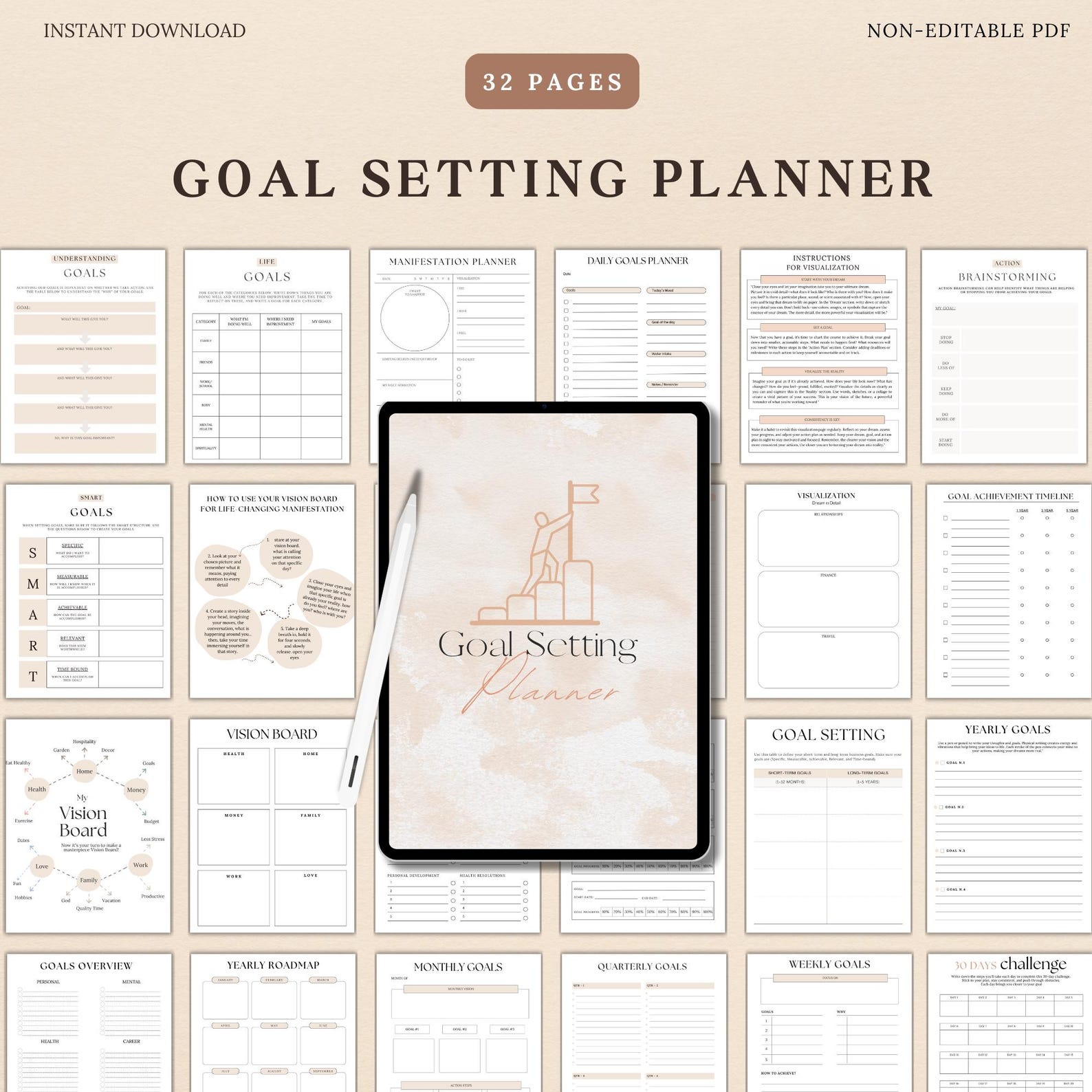 Goal Planner Bundle, Smart Goal Setting Kit, Goal Progress Tracker ...
