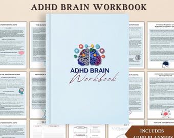ADHD Brain Workbook & ADHD Planner Set for Adults, Executive Dysfunction Toolkit, Adhd Neurodivergent Anxiety Planner, Mental Health Journal