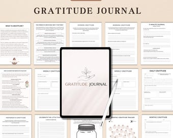Gratitude Journal, Gratitude Worksheets Printable, Positivity Planner,Gratitude Jar,Gratitude Log, Self-reflection Journaling Prompts PDF