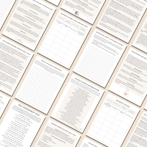 May include: A set of printable worksheets for self-esteem building. The worksheets include prompts for journaling, affirmations, and self-assessment. The worksheets are designed to help people improve their self-esteem and confidence.