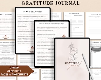 Gratitude Workbook, Mental Health, Gratitude Worksheets, Daily Gratitude Diary, Self-reflection Journaling Prompts, Gratitude Template PDF