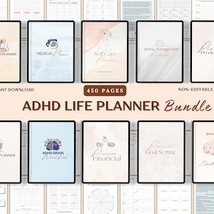 Mega ADHD-livsplanerarpaket, ultimat ADHD-planerare, ADHD-produktivitetsplanerare, ADHD-dagsplanerare, livspärm, ADHD-hemhantering i PDF-format