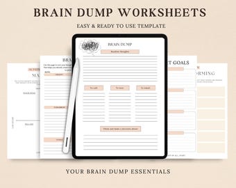Brain Dump Worksheets, Mental Clarity,Priority Matrix,Thoughts,Organiser,ADHD Daily Planner,Mental Health Journal,ADHD Brain Dump,Task List