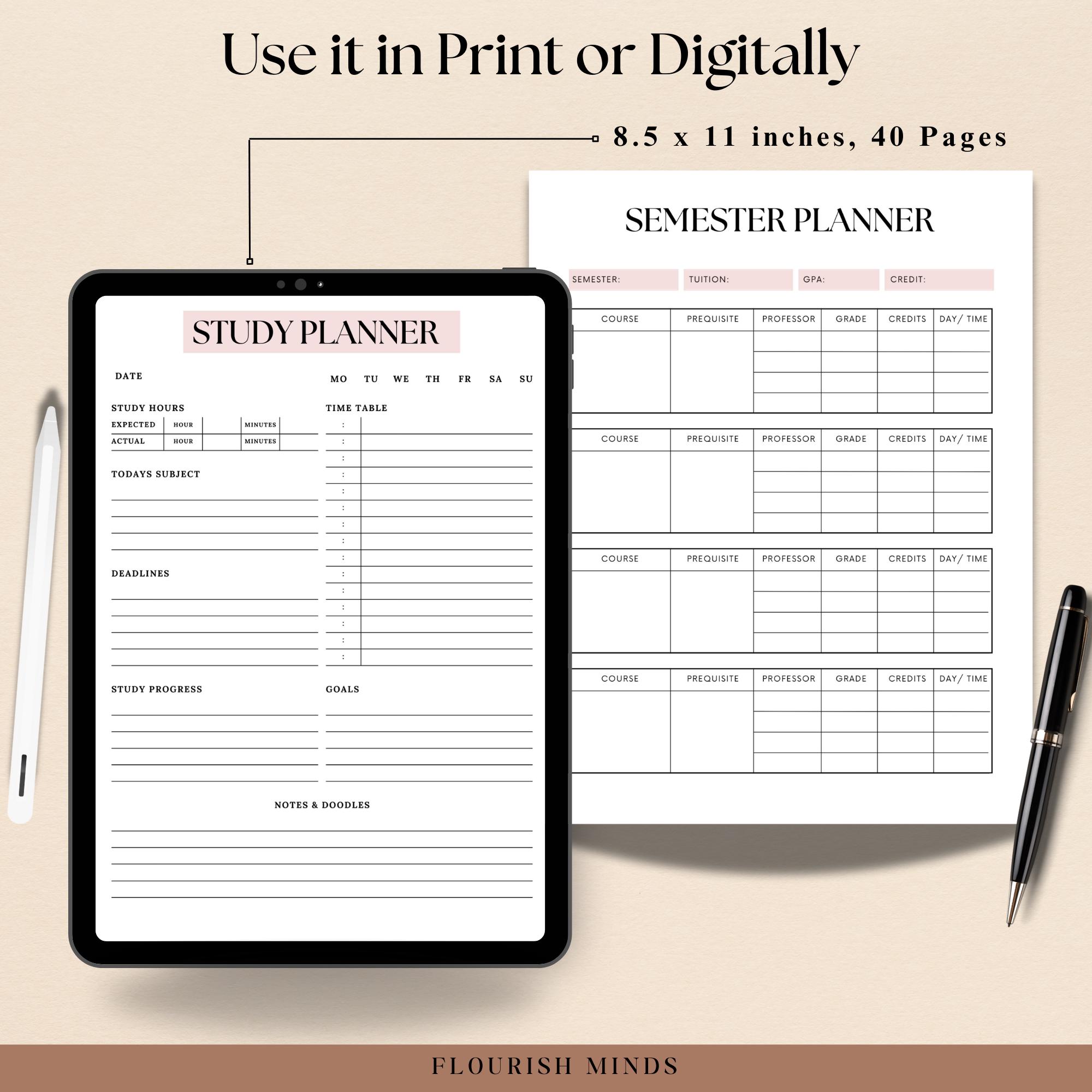 Printable Student Planner Bundle, Academic Planner, College Planner ...