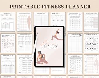 Printable Health and Fitness Planner, Workout Trackers, Running Log, Weight Loss Tracker, Workout Log, Fitness Journal, wellness planner PDF