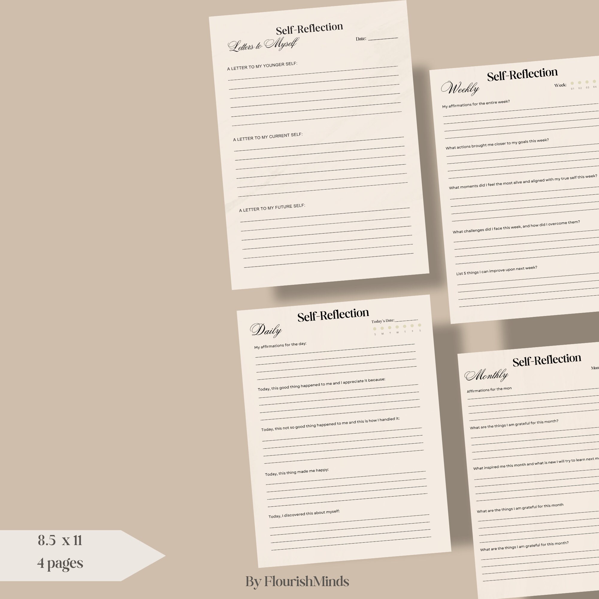Weekly Reflection Self Journal.pdf Self-reflection Journal Kit | Daily, Weekly, Monthly Worksheets | Self ...