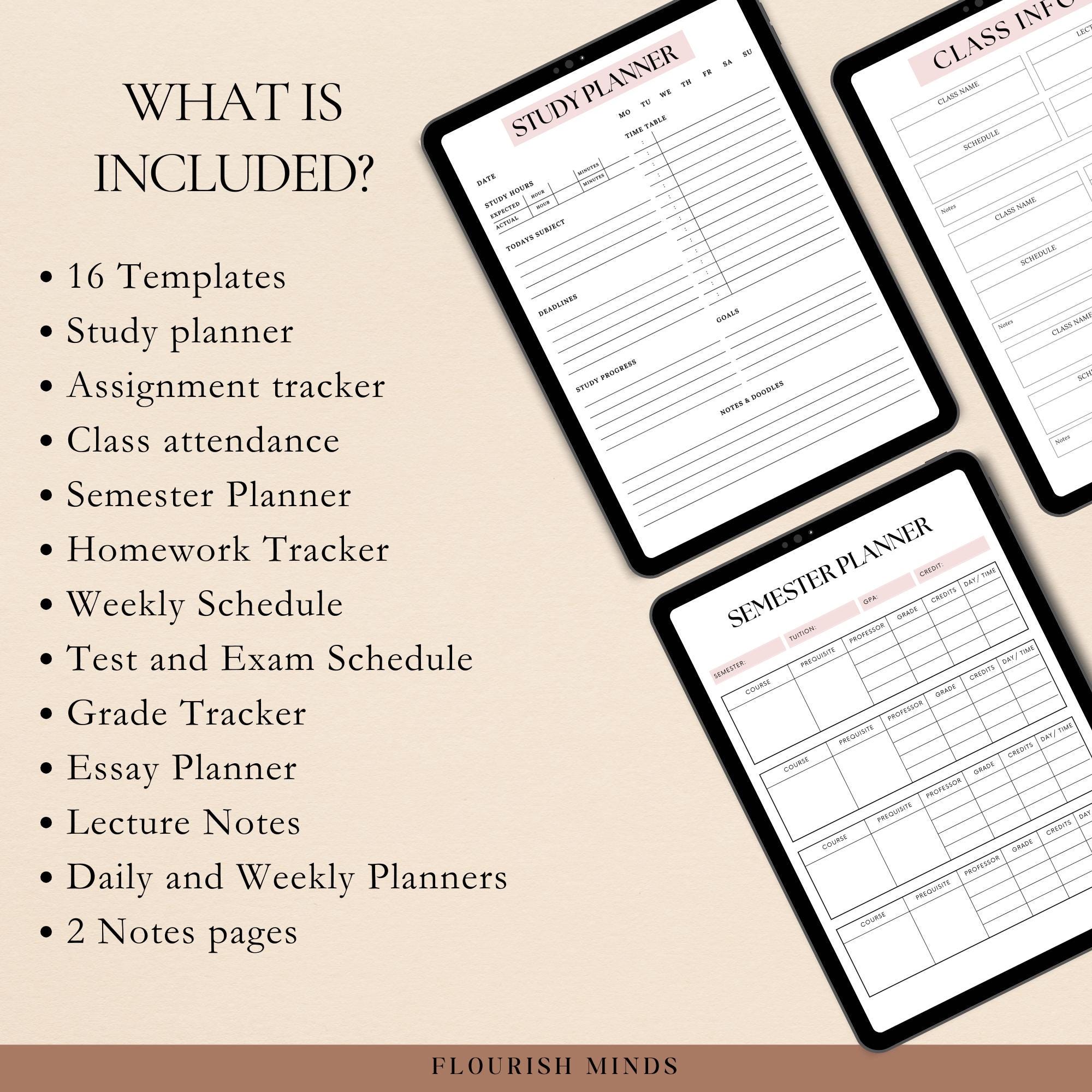 Printable Student Planner Bundle, Study Planner Bundle, Academic ...