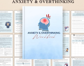 Anxiety & Overthinking Workbook, Therapy Worksheets, Overthinking Worksheets, Coping Skills, CBT Worksheets, Cognitive Behavioral Therapy