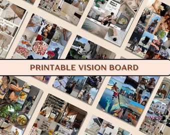 2026 Vision board kit, Vision Board Wall Collage, Mood Board, Manifestation journal, Dream board, Law of Attraction, Vision Board Images PDF
