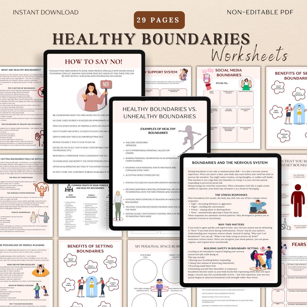 Healthy Boundaries Therapy Worksheets, Personal Boundaries Worksheets ...