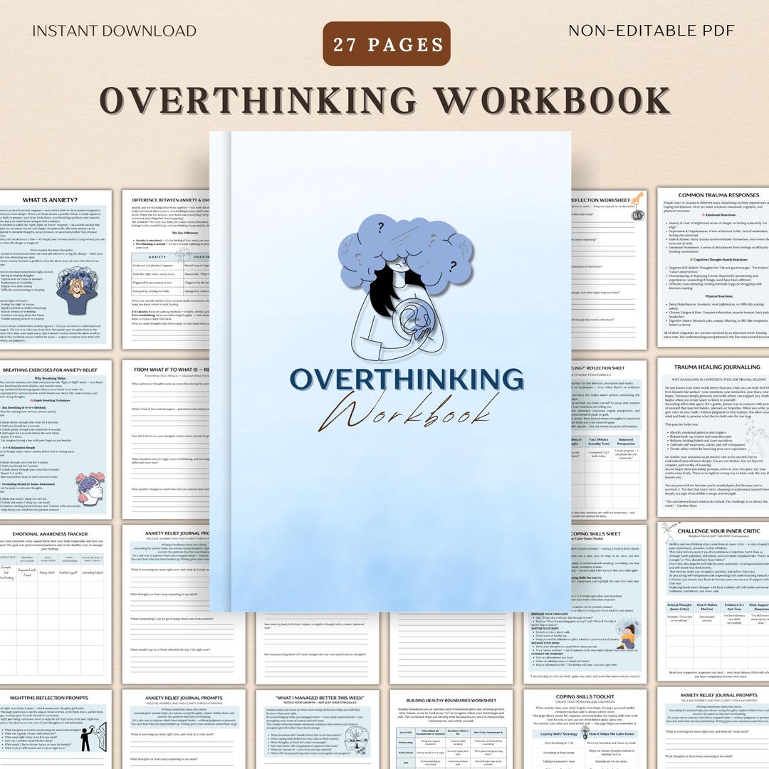 Overthinking Workbook for Stress Management, Overthinking Worksheets ...