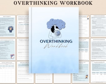 Overthinking Workbook for Stress Management, Overthinking Worksheets, Self Help, Therapy Tools, Worry Journal, Anxiety Coping Skills PDF