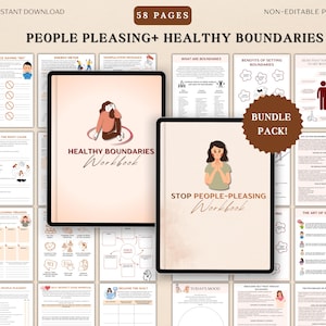 Stop People Pleasing & Setting Healthy Boundaries Workbook, Assertive Communication, Understanding People pleasing, Self-Help Worksheets PDF
