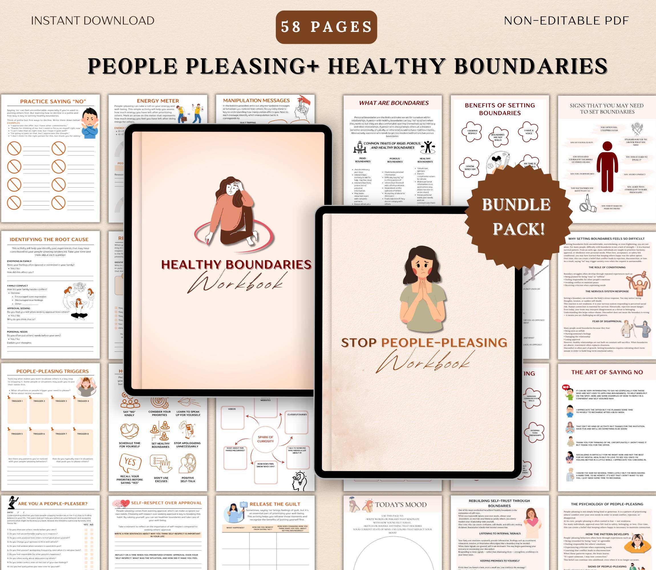 Stop People Pleasing & Setting Healthy Boundaries Workbook, Assertive ...