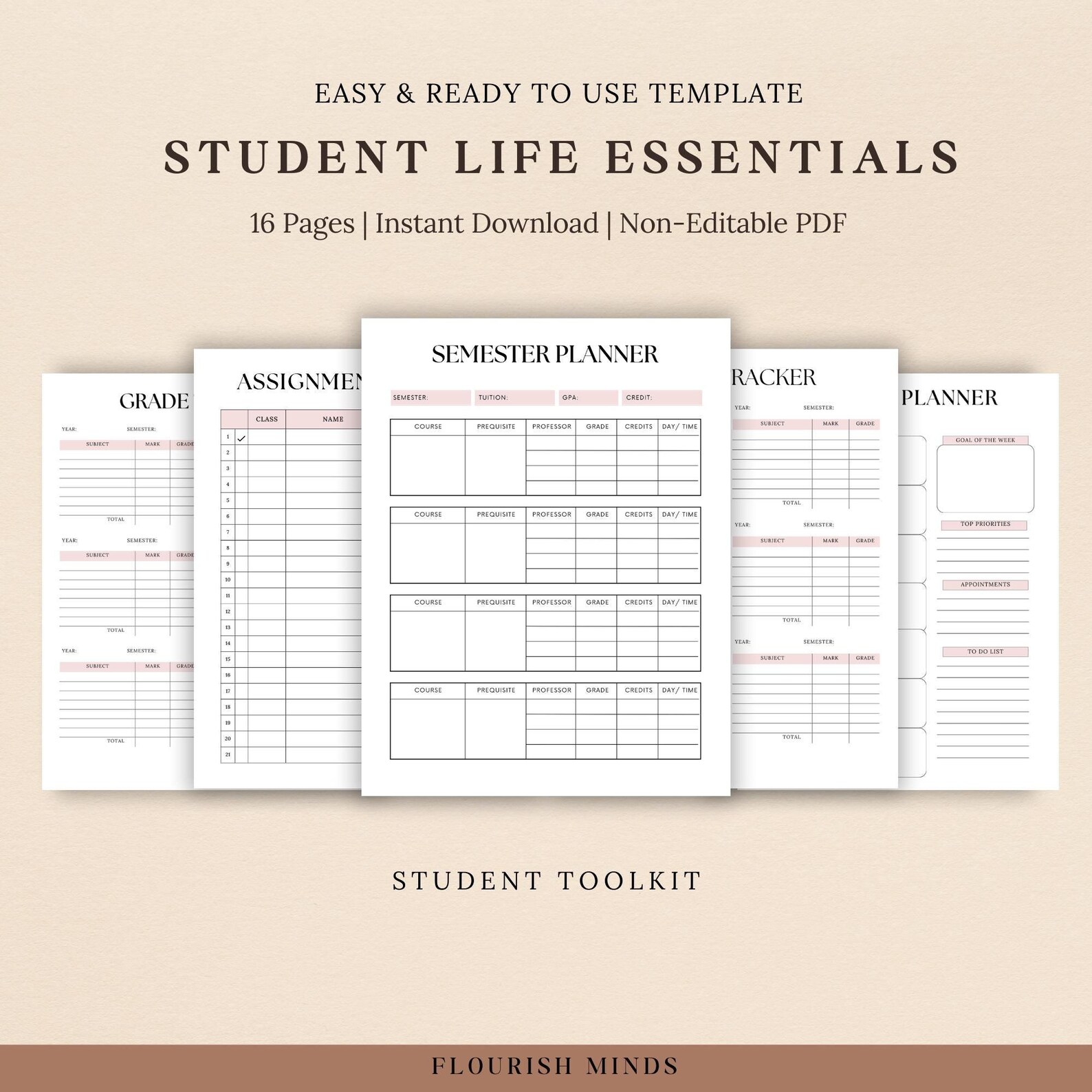 Printable Student Planners, Academic Planners, College Planners ...