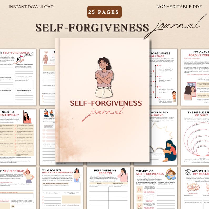 Forgiveness Statement Script Self-forgiveness Journal, Forgiveness Therapy Worksheets, CBT Therapy ...