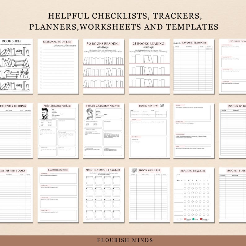 Reading Planner Bundle Printable, Reading Journal, Reading Challenges ...