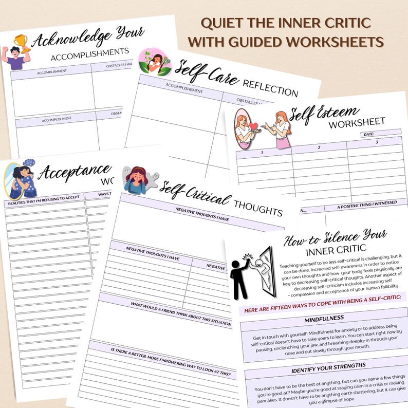 Inner Critic Worksheet.pdf Inner Critic Workbook, Self-worth & Self Esteem Worksheets, Self Help ...