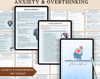 Overthinking & Anxiety Workbook, Anxiety worksheets, Therapy Worksheets, Anxiety Coping Skills, Overthinking Worksheets, CBT Therapy Tools