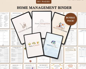Carpeta de administración del hogar, planificador del hogar, planificador de limpieza, planificador de comidas, carpeta de vida, planificador de orden del hogar, carpeta médica en PDF