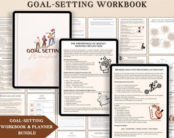 Goal Setting Workbook, SMART Goal Setting Kit, Goal Setting Worksheets, Monthly, Yearly & Quarterly Goals,New Year Resolution, Goals Tracker