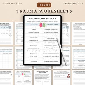 Trauma Worksheets for Adults, Trauma Symptoms & Responses, Childhood Trauma, PTSD, Therapy Worksheets, Trauma Therapy, Complex Trauma A4/PDF