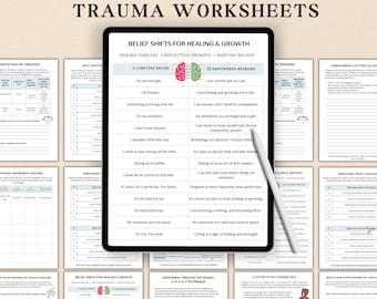 Trauma Worksheets for Adults, Trauma Symptoms & Responses, Childhood Trauma, PTSD, Therapy Worksheets, Trauma Therapy, Complex Trauma A4/PDF
