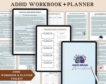 Executive Dysfunction Workbook & ADHD Planner Set, Focus Journal, Adhd Productivity, Adhd Neurodivergent, Anxiety Planner, Mental Health