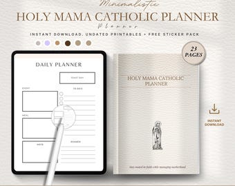 Holy Mama Catholic Planner, Faith-Based Mom Organizer, Liturgical Year Planner PDF, Catholic Mom Journal and Digital Download