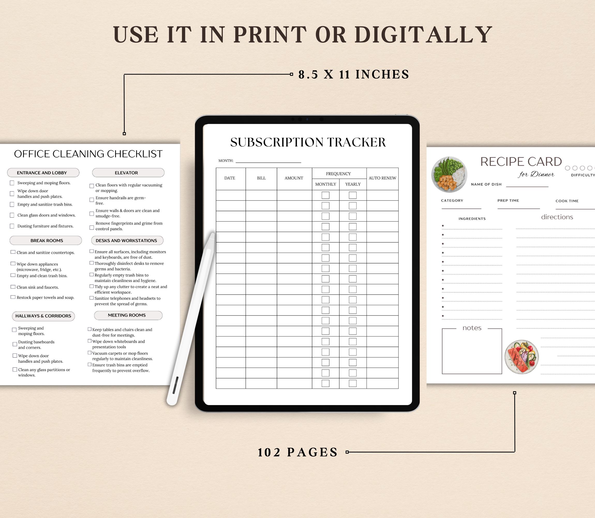 Home Management Binder, Household Planner BUNDLE, Cleaning Schedule ...