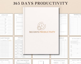 Pacote de planejador de produtividade de 365 dias, planejador de vida definitivo, planejador para TDAH, planejador pessoal, planejador diário, semanal e mensal, pasta familiar em PDF