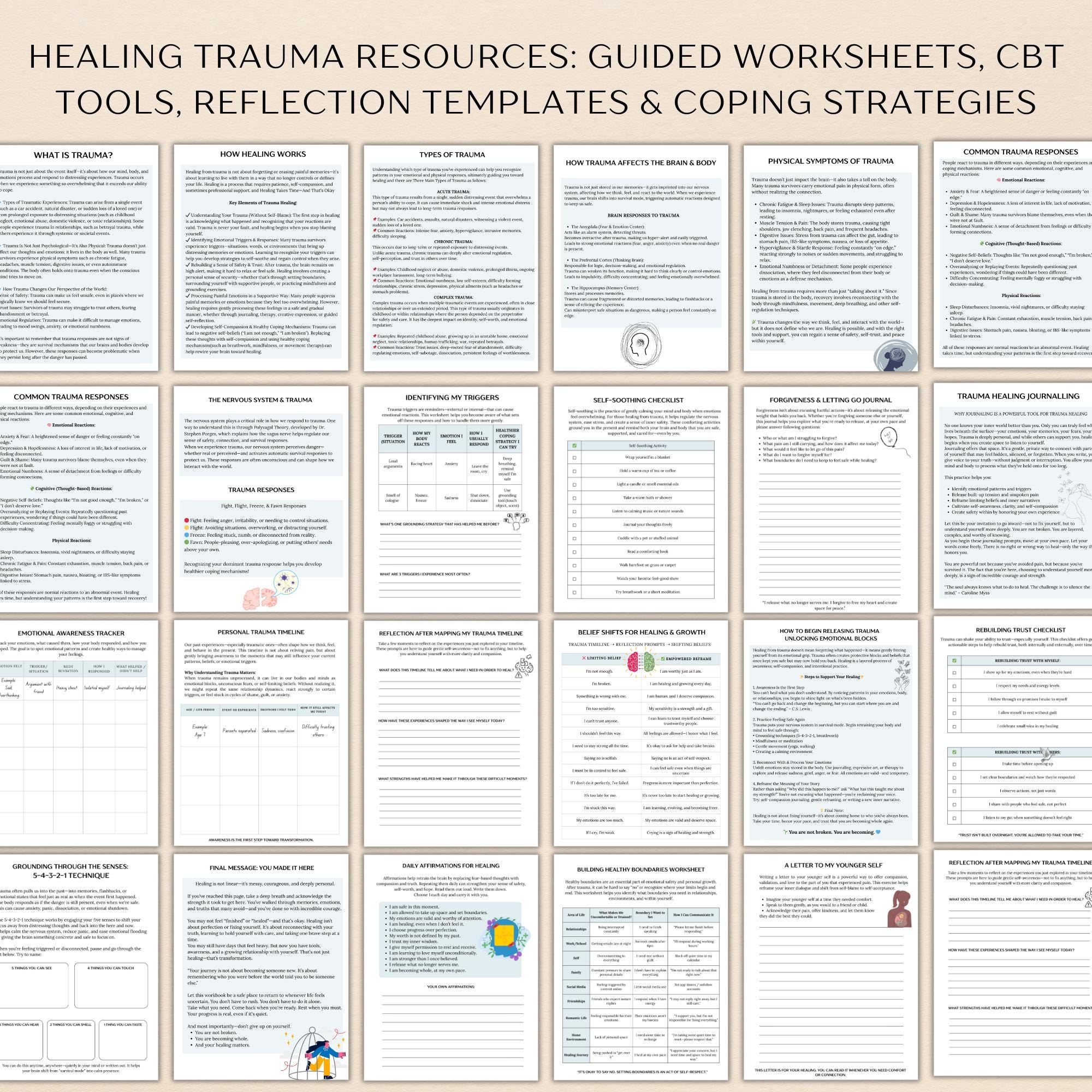Trauma Workbook for Teens and Adults, Healing From Trauma, Childhood ...