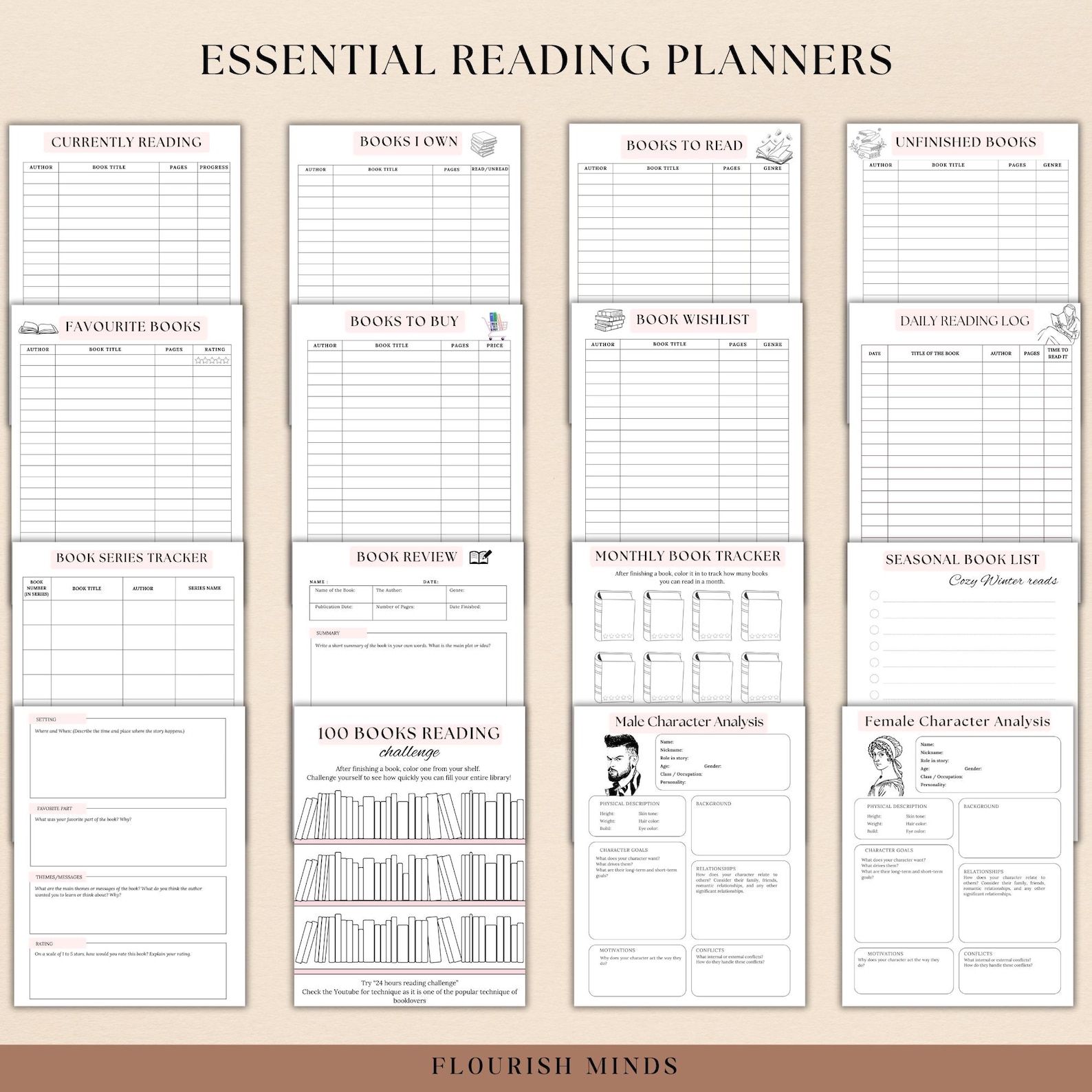 Reading Planner Bundle Printable, Reading Journal, Reading Challenges ...