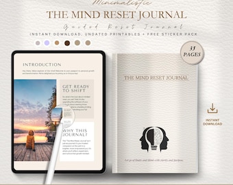The Mind Reset Journal,Mental Health Journal, Life Reset Planner, Self Care, Self Reflection & Self Discovery Journal, therapy worksheets