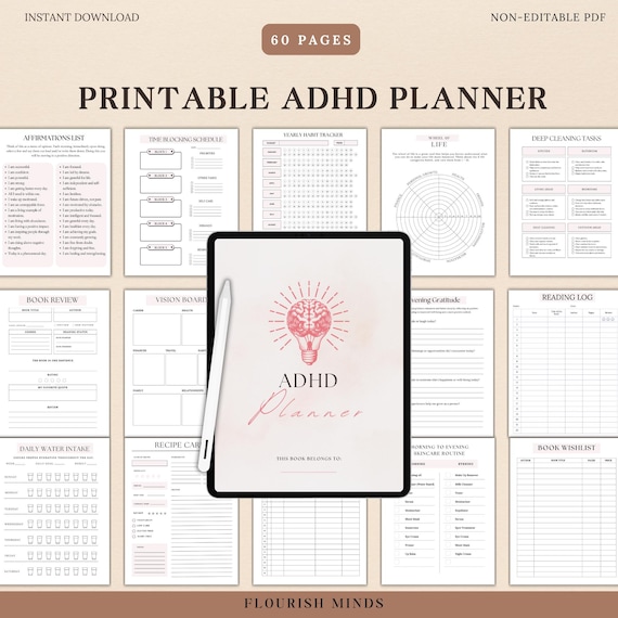 Adhd planner bundle for adults, Adhd Life planner,brain dump planner, ADHD Productivity planner,life organiser, ADHD organization,Adhd tools