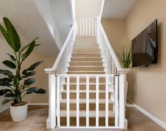 White Wooden Stair Gate