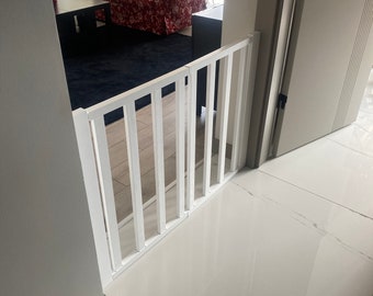 White Wooden Stair Gate Middle