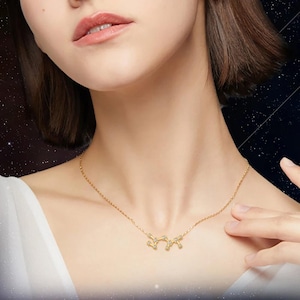 星座ネックレス、星座ネックレス、魚座、牡羊座、占星術ギフト、星占いネックレス、彼女へのミニマリストジュエリーギフト、星ネックレス
