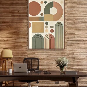 Modern Geometric Wall Art, Stylish Home Decor, Abstract Framed Canvas, Colorful Art Piece, Boho Living Room, Gift for Housewarming
