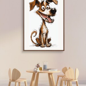 Funny Dog Canvas Wall Art, Cute Pet Portrait, Dog Lover Gift, Home Decor, Nursery Wall Decor, Animal Lover Artwork